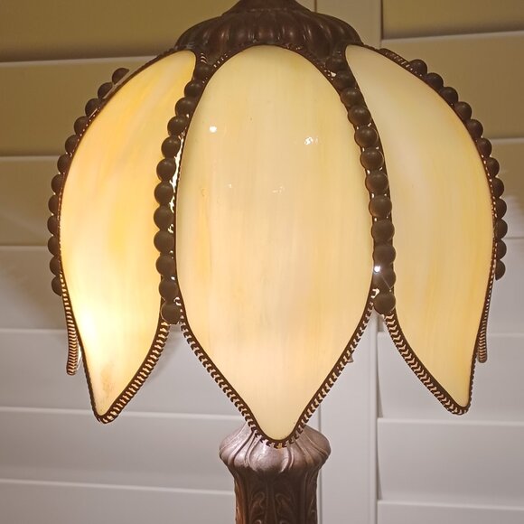 antique Slag Glass Lampshade - Picture 1 of 5